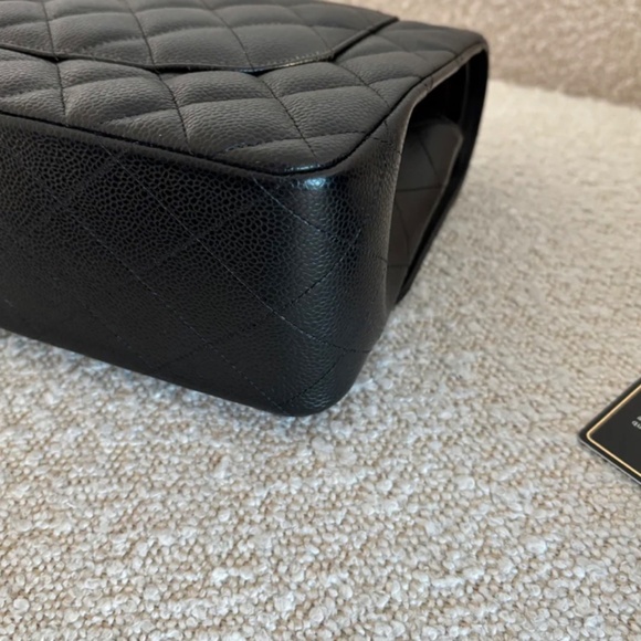 Authentic Chanel Classic Flap Jumbo Black Caviar SilverTone Hardware - Picture 5 of 15